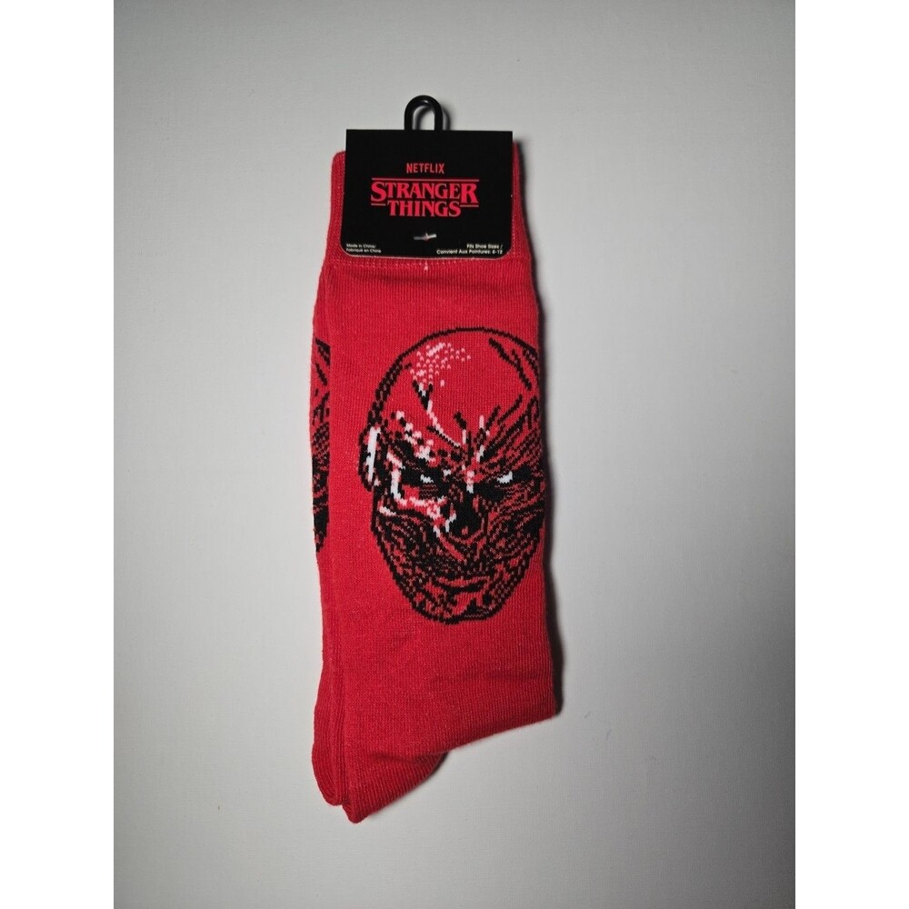 NEW Netflix Stranger Things Unisex Novelty Crew Socks Red Black Size 6-12
